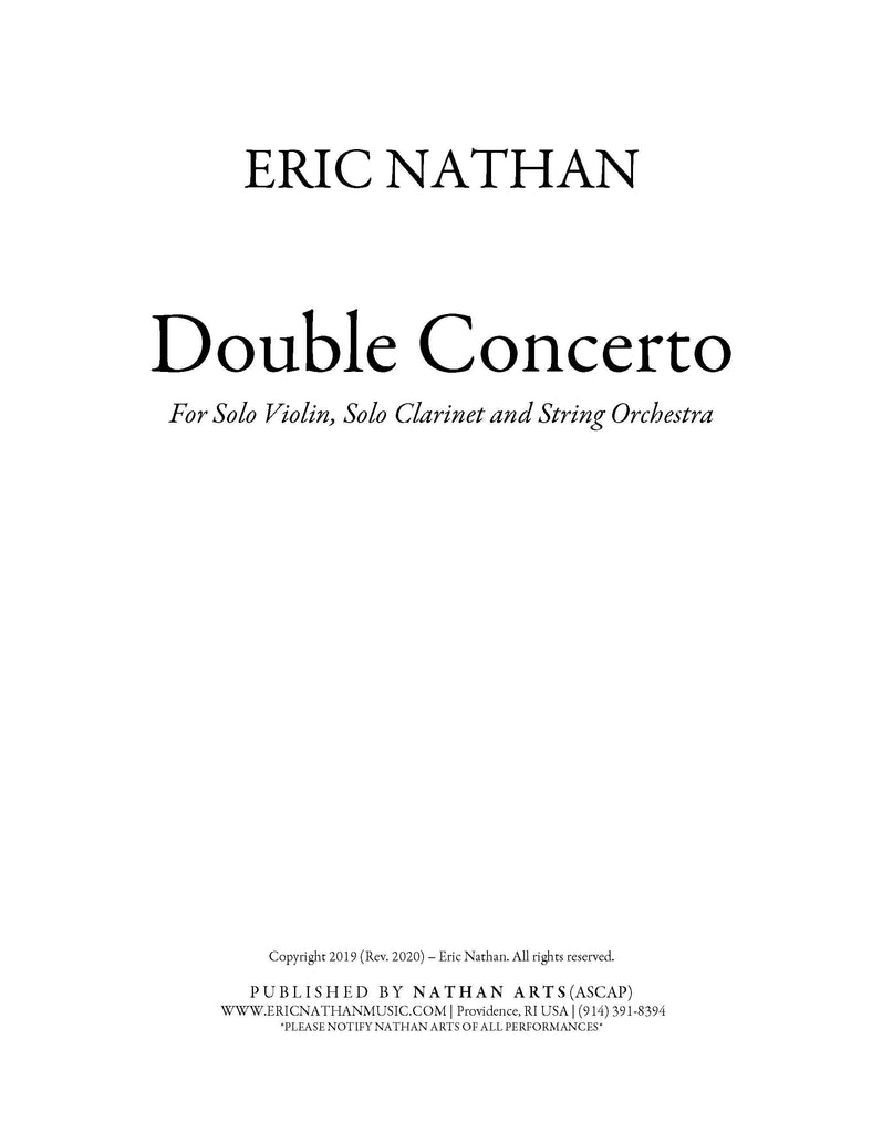 "Double Concerto" (2019) - For Solo Violin, Solo Clarinet and String Orchestra