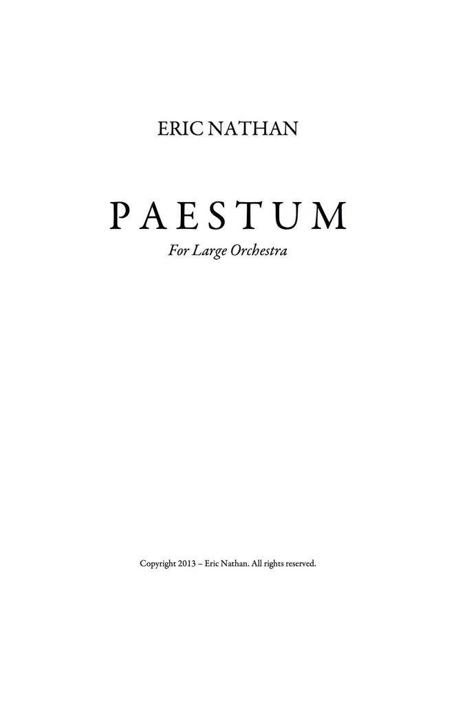 "Paestum" (2013) - For Orchestra