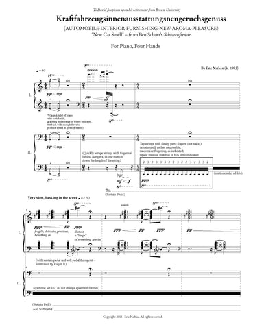 "Kraftfahrzeugsinnenstattungsneugeruchgenuss" (2016) - For Piano / Four Hands