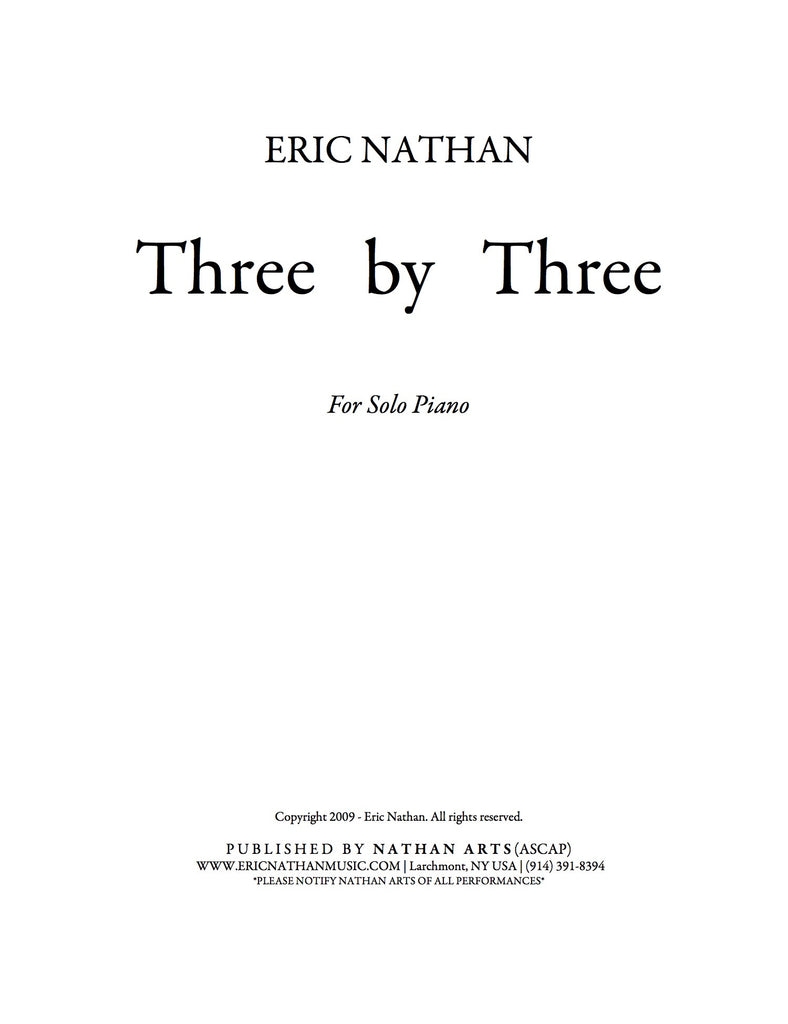 Three by Three (2009) - For Piano