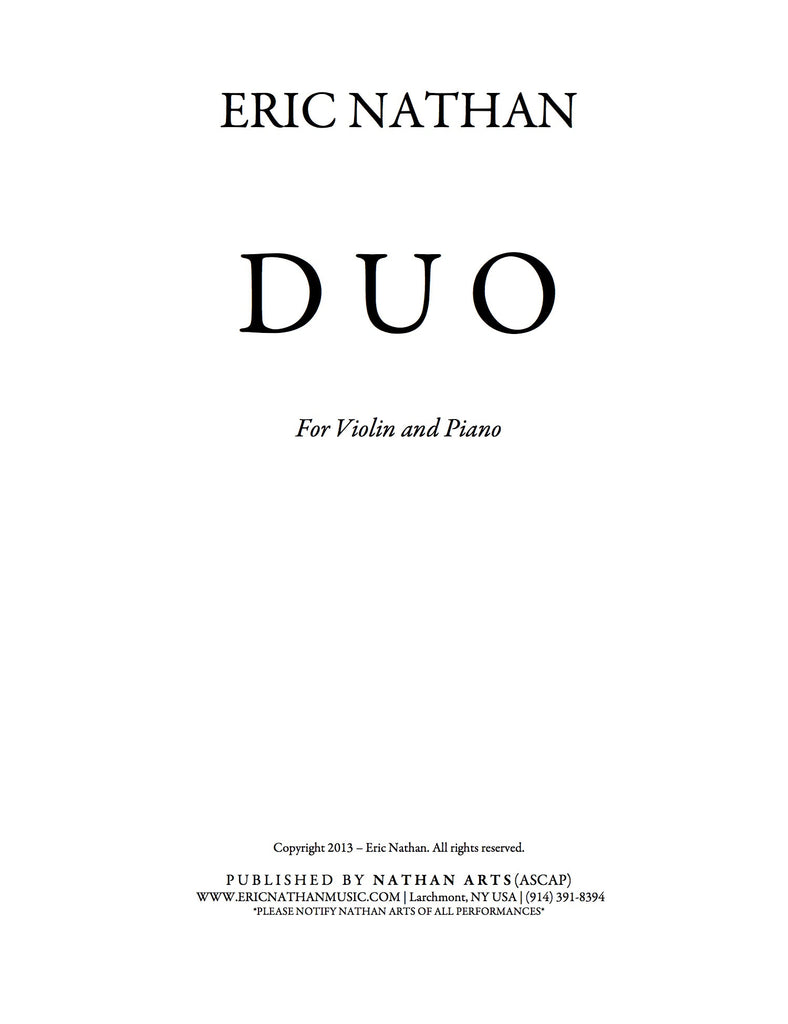 DUO (2013) - For Violin and Piano