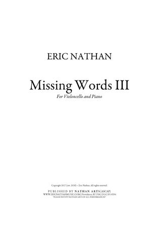 Missing Words III (2017) - For Cello and Piano