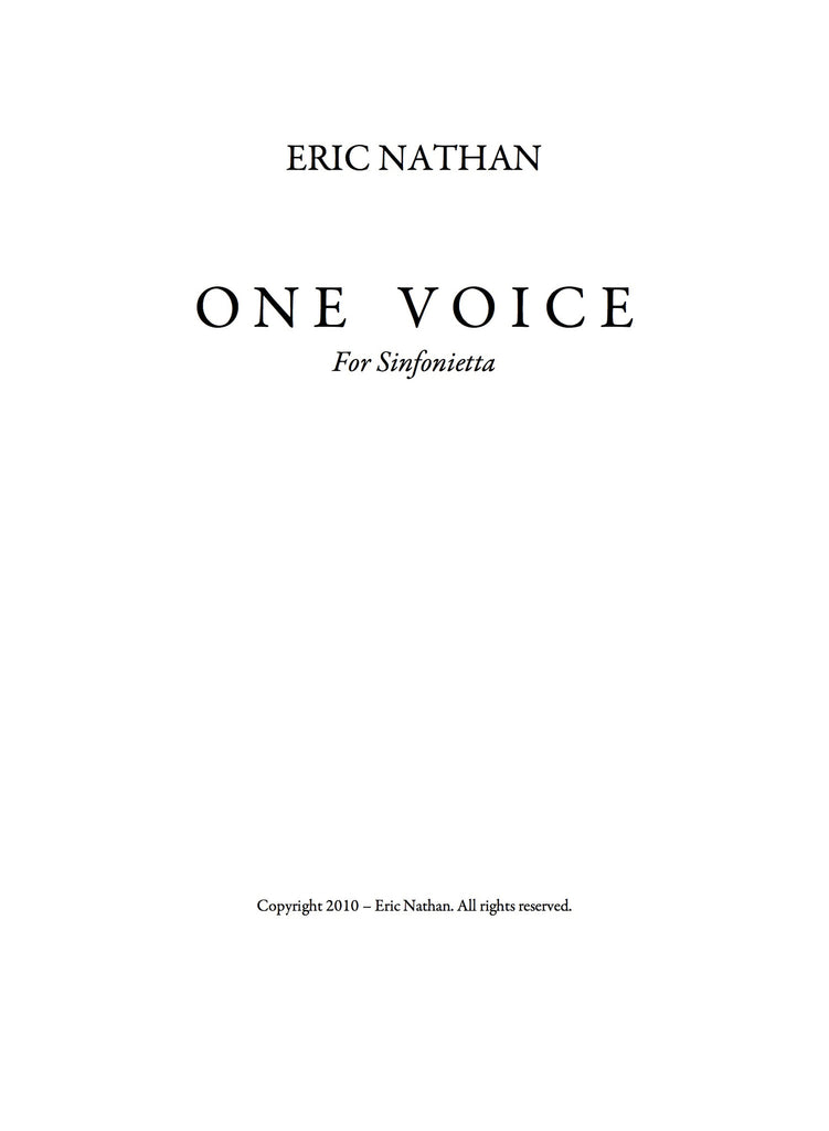 One Voice (2008) - For Sinfonietta