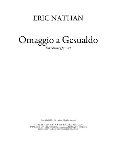 Omaggio a Gesualdo (2013) - For String Quintet
