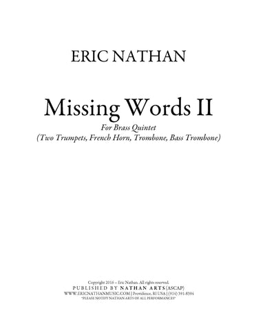 Missing Words II (2016) - For Brass Quintet