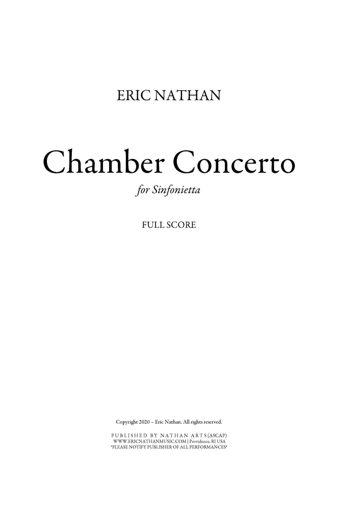 "Chamber Concerto" (2020) - For Sinfonietta