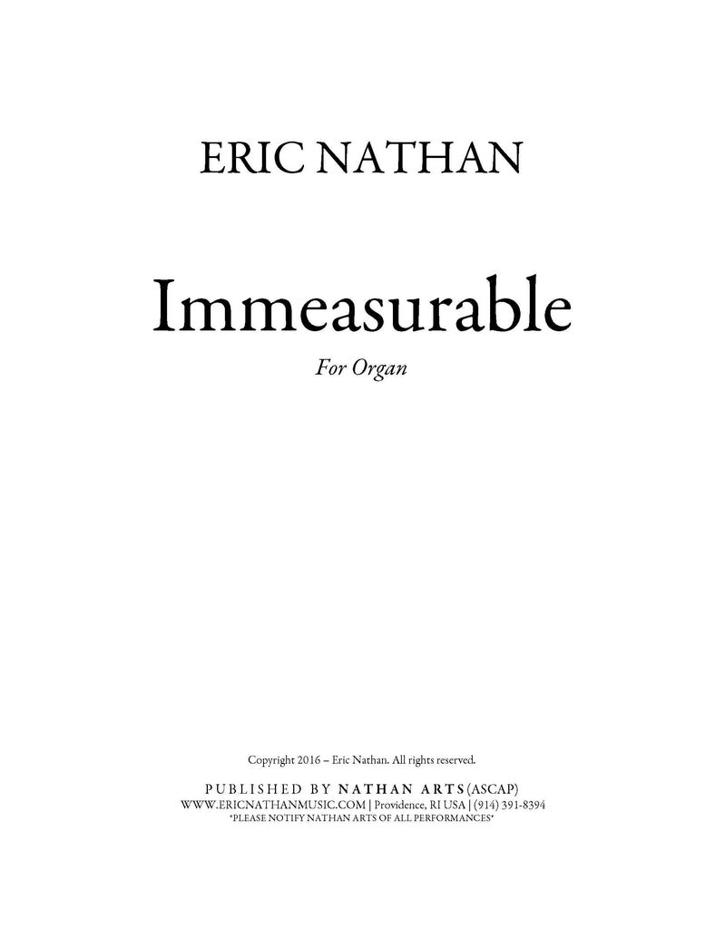 Immeasurable (2016) - For Organ