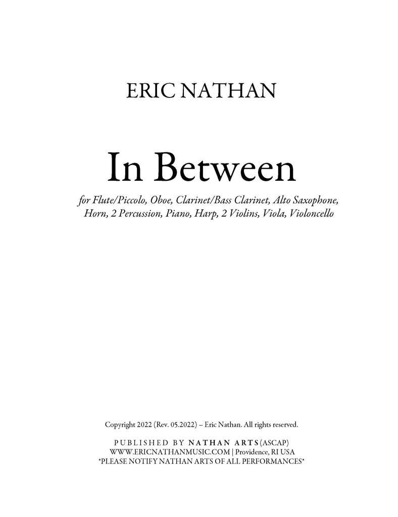 "In Between" (2022) - For Chamber Orchestra