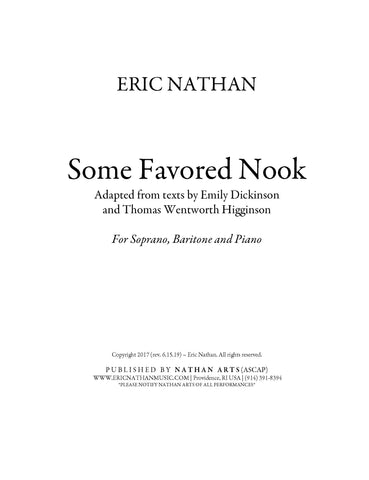 "Some Favored Nook" for soprano, baritone and piano