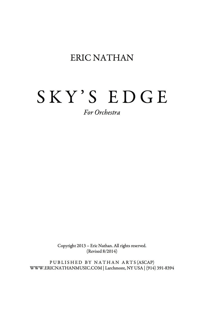 "Sky's Edge" (2013) - For Youth Orchestra